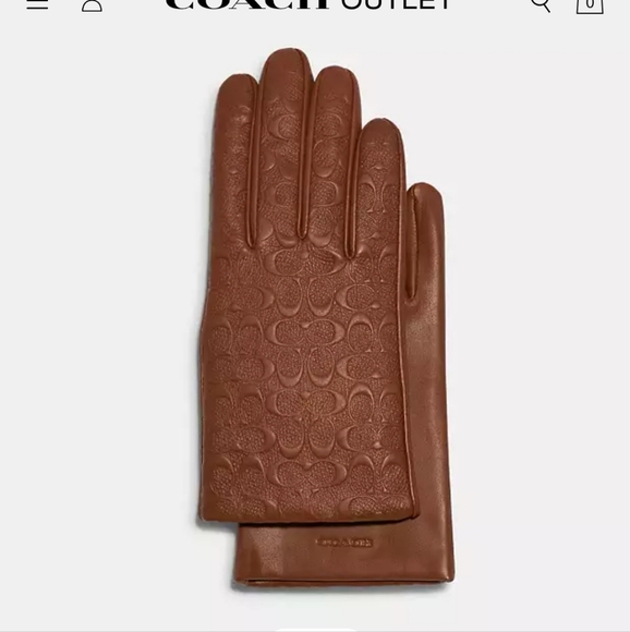 Coach NWTs Signature Leather Tech Gloves Size 6 1/2 - Picture 1 of 4
